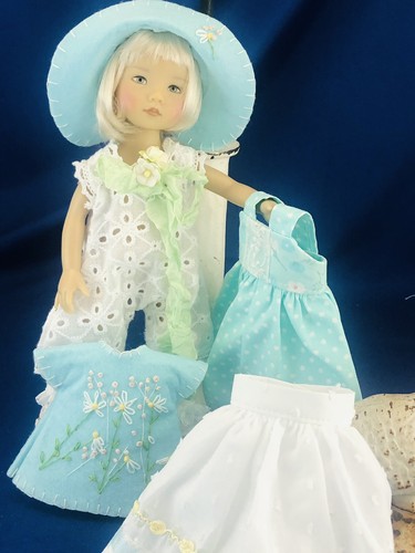 Outfit For Effner Boneka …Daisy Embroidered By Chris Miller 6 Pc