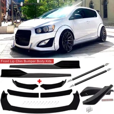 For Chevrolet Sonic 2012-20 Black Front Bumper Lip Spoiler Splitter+Side Skirts