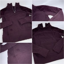 Lululemon Floral Flock Pullover Sweatshirt Sz 6 Burgundy 1/4 Zip YGI D3-105