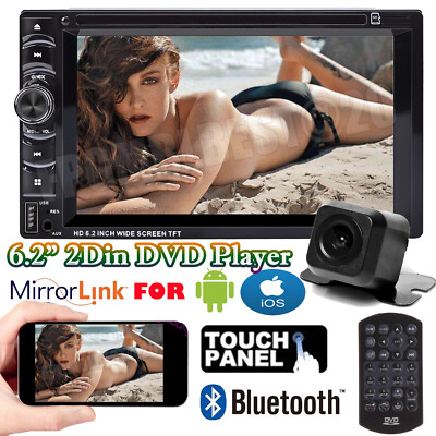 6.2'' Car Stereo Bluetooth Radio Double 2Din DVD Player+Camera Mirrorlink For GPS