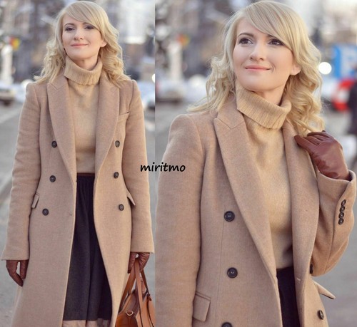 A621 ZARA COAT MASCULINE WOOL BEIGE CAMEL BLAZER JACKET DOUBLE BREASTED - XS - Picture 2 of 10