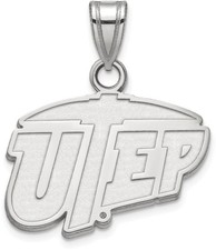 14K White Gold The University of Texas at El Paso Small Pendant LogoArt 4W001UTE