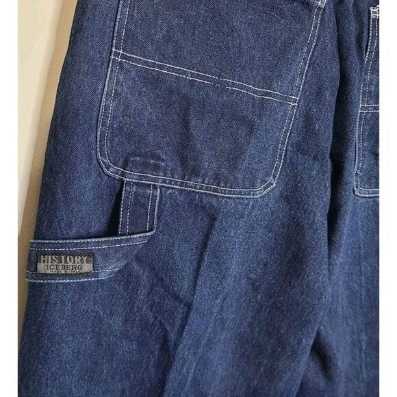 Vintage Iceberg History Carpenter Wide Leg Blue Jeans 90s Fit Hip Hop Mens Sz 38 - Image 4 of 4