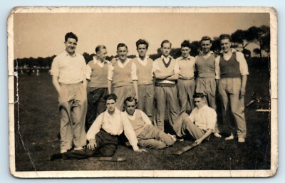 4 POSTKARTEN CRICKET TEAM GOLF MÄNNER COVENTRY CONNECTION RPPC UM 50ER 60er JAHRE 