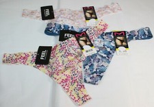 NWT set of 3 MAIDENFORM comfort devotion THONG BLUE SNAKE SPLATTER pastels M/6