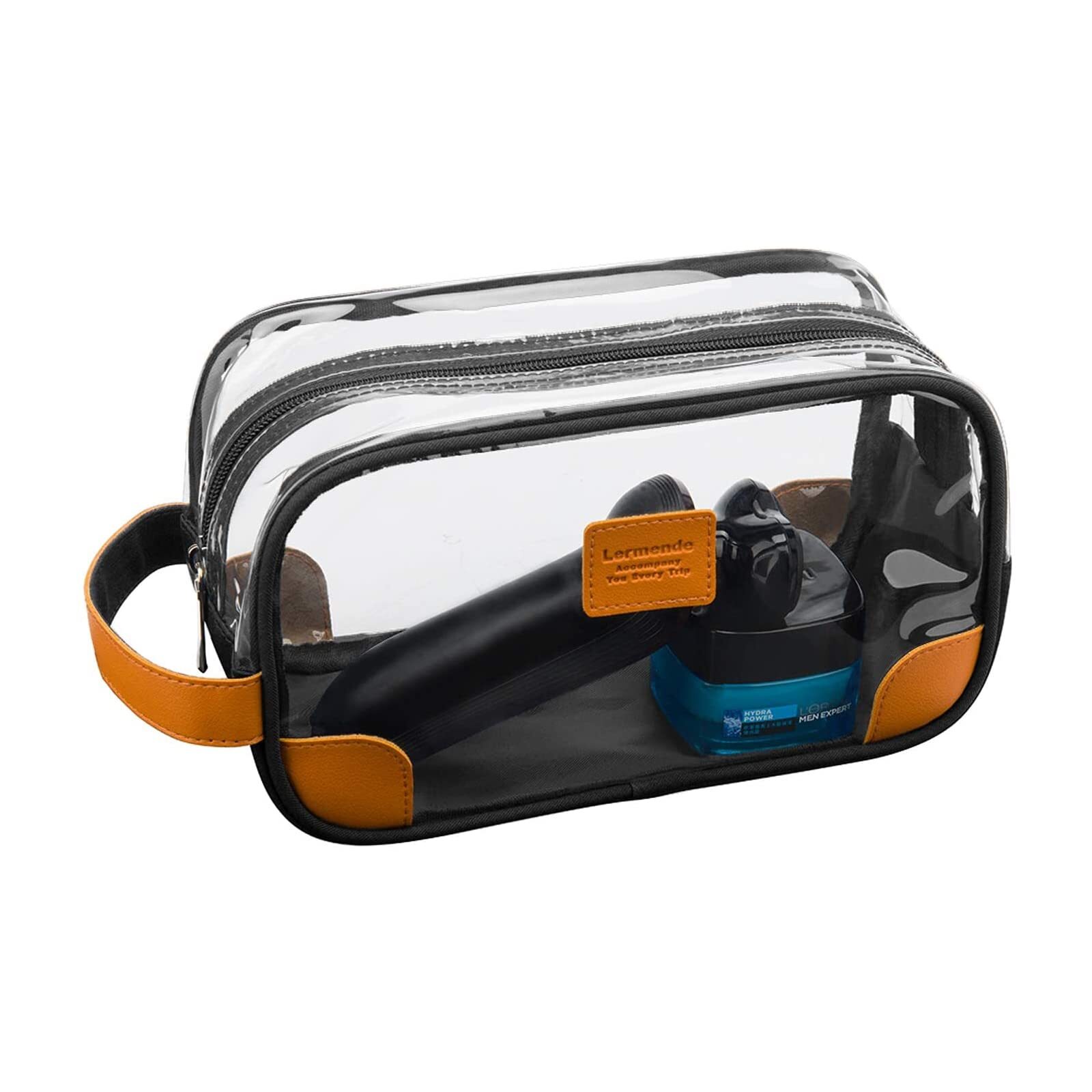 Clear Travel Toiletry Bag with Hand Strap for Men Shaving Dopp Kit-image