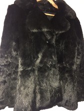 Black Fur Jacket Size 10/12 Glamorous Biba Style Excellent 70s Vtg Silky Lush