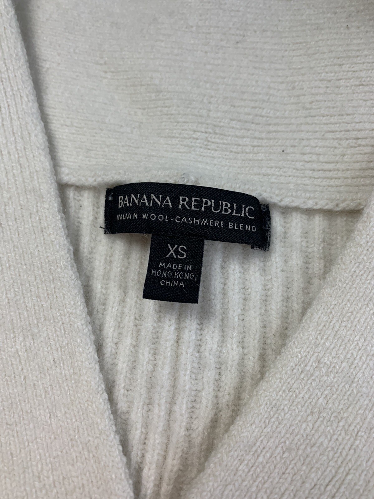 Banana Republic Womens Sweater XS Ivory Wool Cashmere Blend V Neck