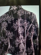 Old Navy Floral Embroided Maroon Velvet Short Blazer Jacket