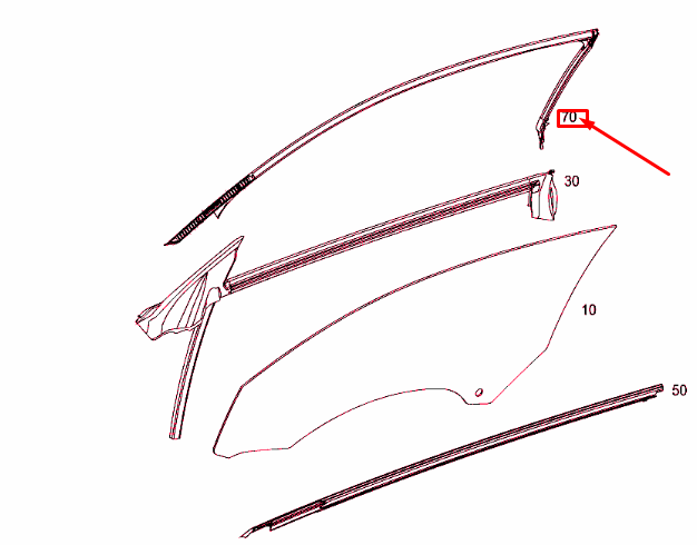 MB C C205 Front Right Door Window Sealing Frame A2056730298