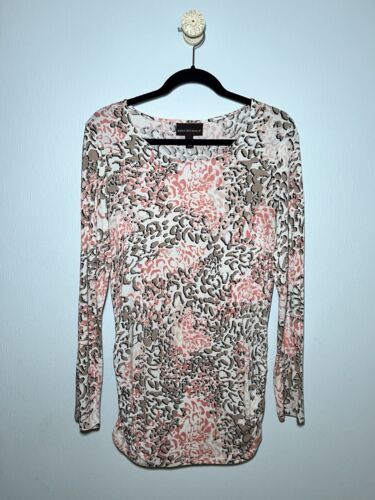 DANA BUCHMAN LARGE LONG SLEEVE PINK / TAN CHEETAH MATERNITY BLOUSE