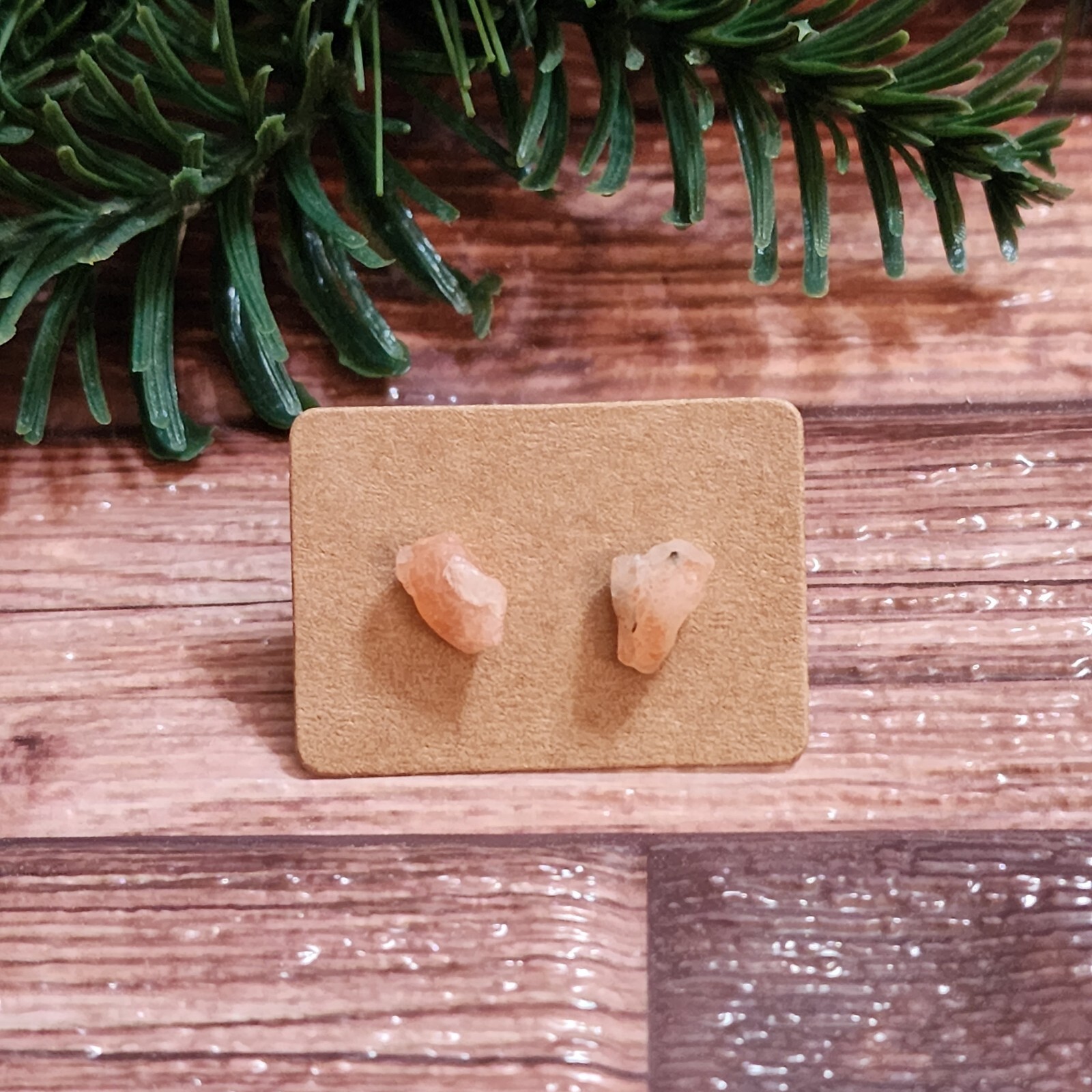 Sunstone stud earrings natural boho earthy cute gemstone jewelry-image