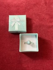 Vintage Beautiful Artisan Simple Sterling Silver Gemstone Larimar Ring Size 7.25