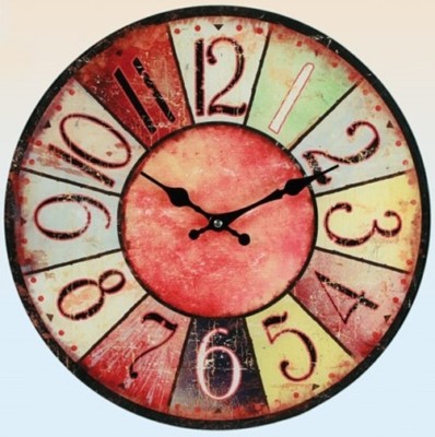 Glas Uhr Vintage Colours 38 cm rot Wanduhr Glasuhr Quarzuhr Shabby Retro