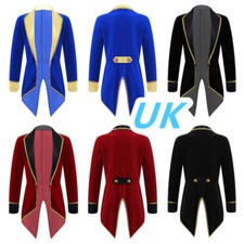 UK Kids Halloween Circus Ringmaster Showman Cosplay Tailcoat Jacket Outerwear
