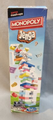 Hasbro Gaming Game Mash Ups Monopoly Jenga 2 To 4 Players Ages 8 Years & Up EUC
