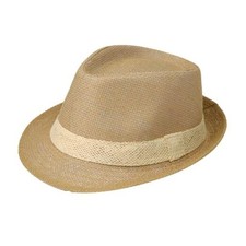Short Brim Straw Fedora Hat Sun Protection Panama Hat Packable Medium Khaki