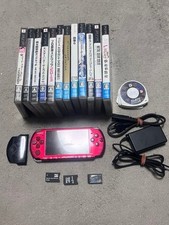 Sony PSP-3000 Console with Charger and 16 Memory Stick Games Included Red Used