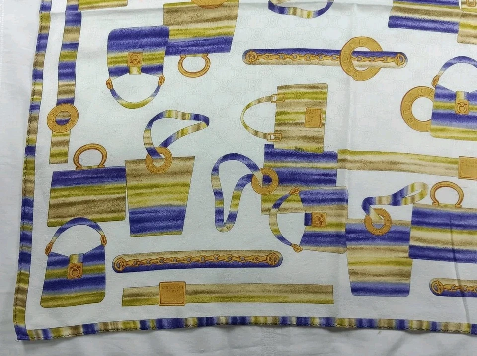 Celine Paris Algodón Bufanda Bufandas Diadema Colección Vintage 21"×21" Foto 4 de 4