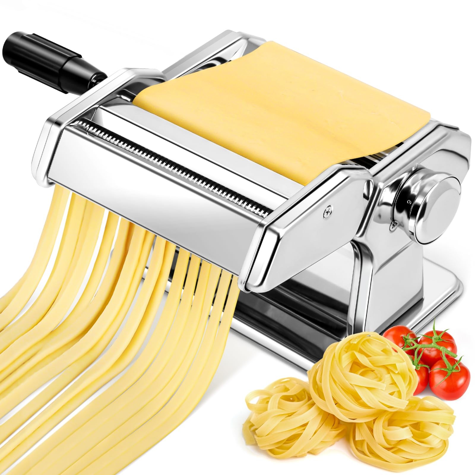 YASHE 3-in-1 Pasta Maker with Cleaning Kit, Adjustable Thickness Silver