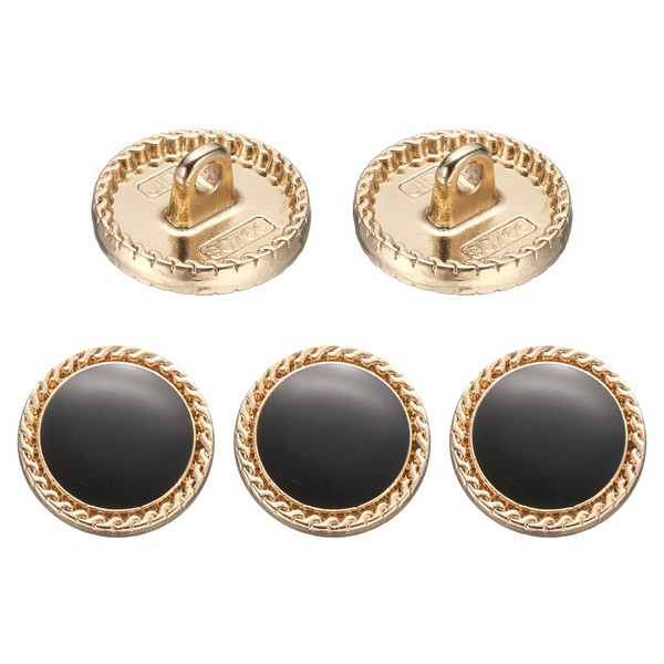 5 StüCk Metall Vintage KnöPfe 15Mm Rund FüR NäHbuttons Schwarz-image
