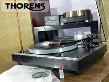 THORENS TD320 SME 3009-R BLACK RECORD PLAYER WITH INSTRUCTION MANUAL