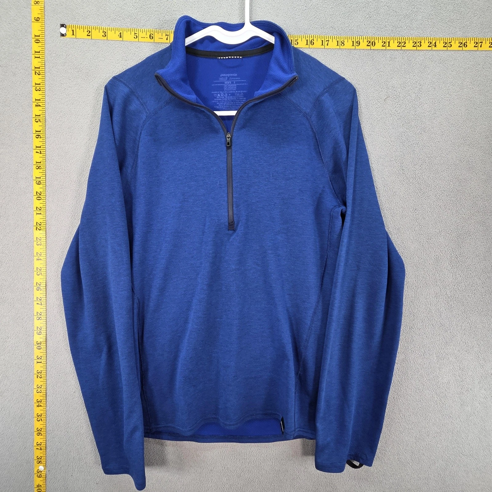 Patagonia Capilene 3 Pullover Mens Small Blue 1/4 Zip Midweight Base Layer Top