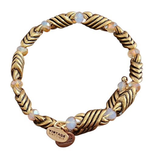 Alex And Ani Vintage 66 Forest's Blessing Mystic Amber Crystal Wrap Bracelet