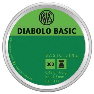 RWS Diabolo Airgun Pellets Basic Line .177 Caliber 7.0 Grains 300 Count 2317398