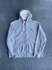 Y2K Polo Ralph Lauren Men  s XXL Gray Full Zip Hoodie Sweatshirt Pony Waffle