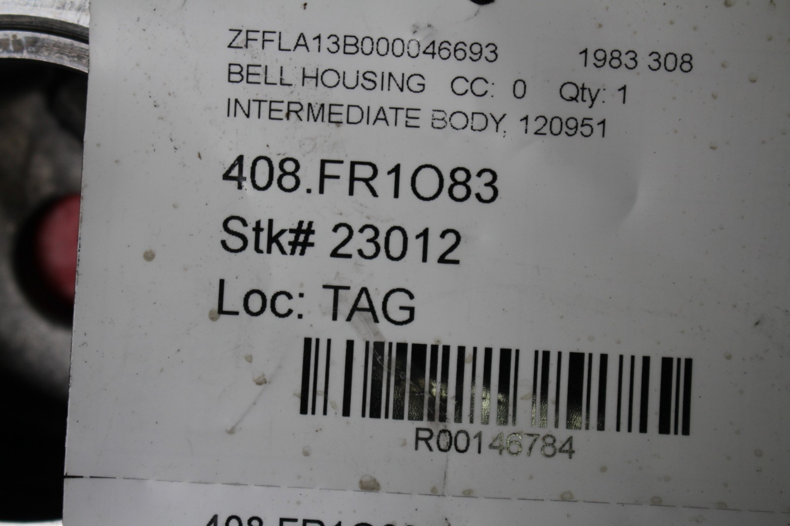 Ferrari 308, Intermediate Bell Housing Plate, Used, P/N 120951