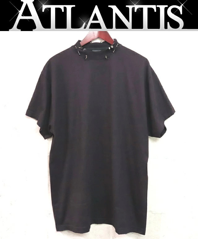 BALENCIAGA Shinjuku Earring Decoration Distressed Crew Neck T-Shirt Short