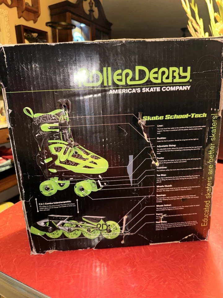 Roller Derby Boys 2-in-1 Roller Inline Quad Combo Skates Adjustable Sizes 12-2 - Image 3 of 4