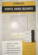 Vinyl Cordless 1" Mini Blinds Beige 28"Wx48"H