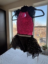 Weissman Medium Child Black And Pink Ballet Dance Costume Tulle Sequins