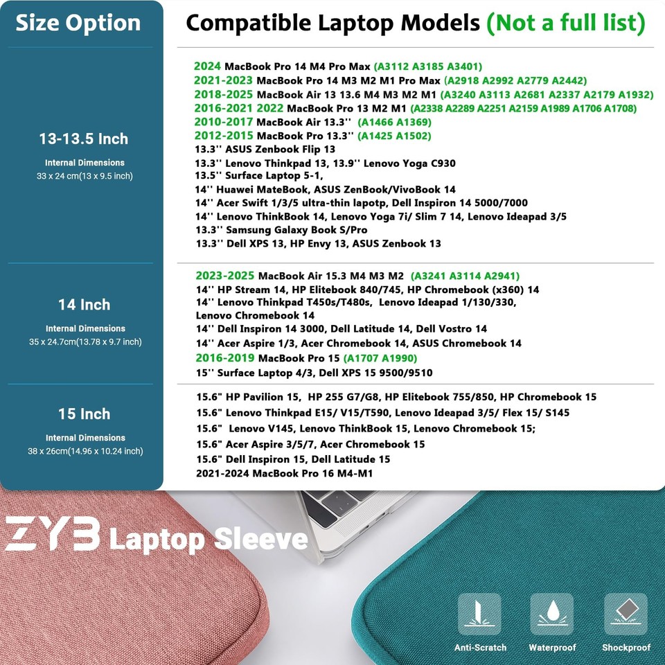 ZYB Waterproof Laptop Sleeve 13-13,3 Inch Laptop Case 13 13.3 Inch for ...