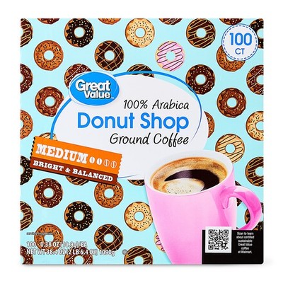 Great Value Donut Shop 100% Arabica Medium Roast Ground Coffee Pods