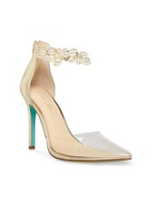 BETSEY JOHNSON Womens Gold Transparent Jace Pointed Toe Stiletto Pumps 5.5 M