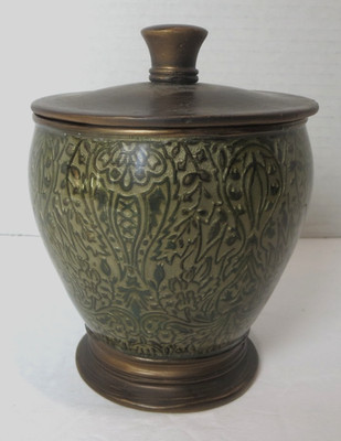 Vanity Canister Trinket Jar With Lid Floral Pattern 5.5'' Cotton Balls Q-Tips
