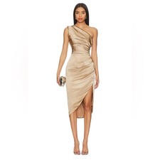 Elliatt - NWT Gold Asymmetrical Ruched Dress
