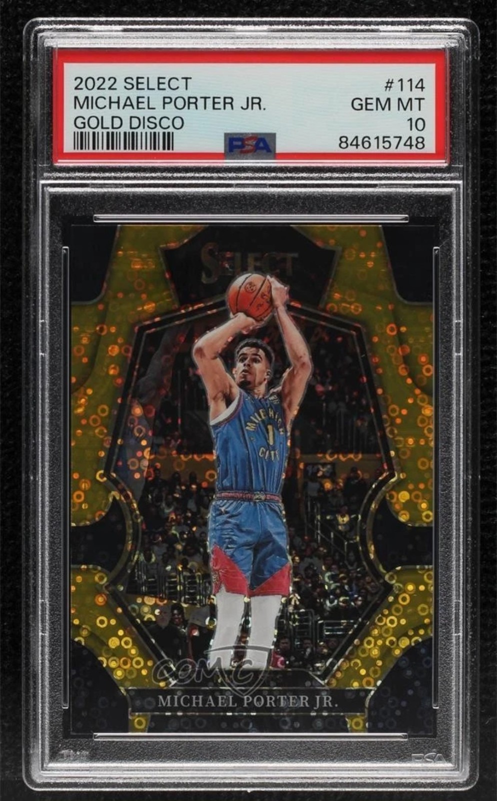 2022 Select Premier Level Gold Disco Prizm 7/10 Michael Porter Jr PSA 10 GEM MT