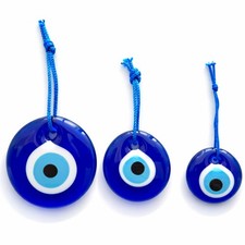 Turkish Blue Evil Eye Wall Hanging Ornament Set of 3 - Turkish Nazar Beads - ...