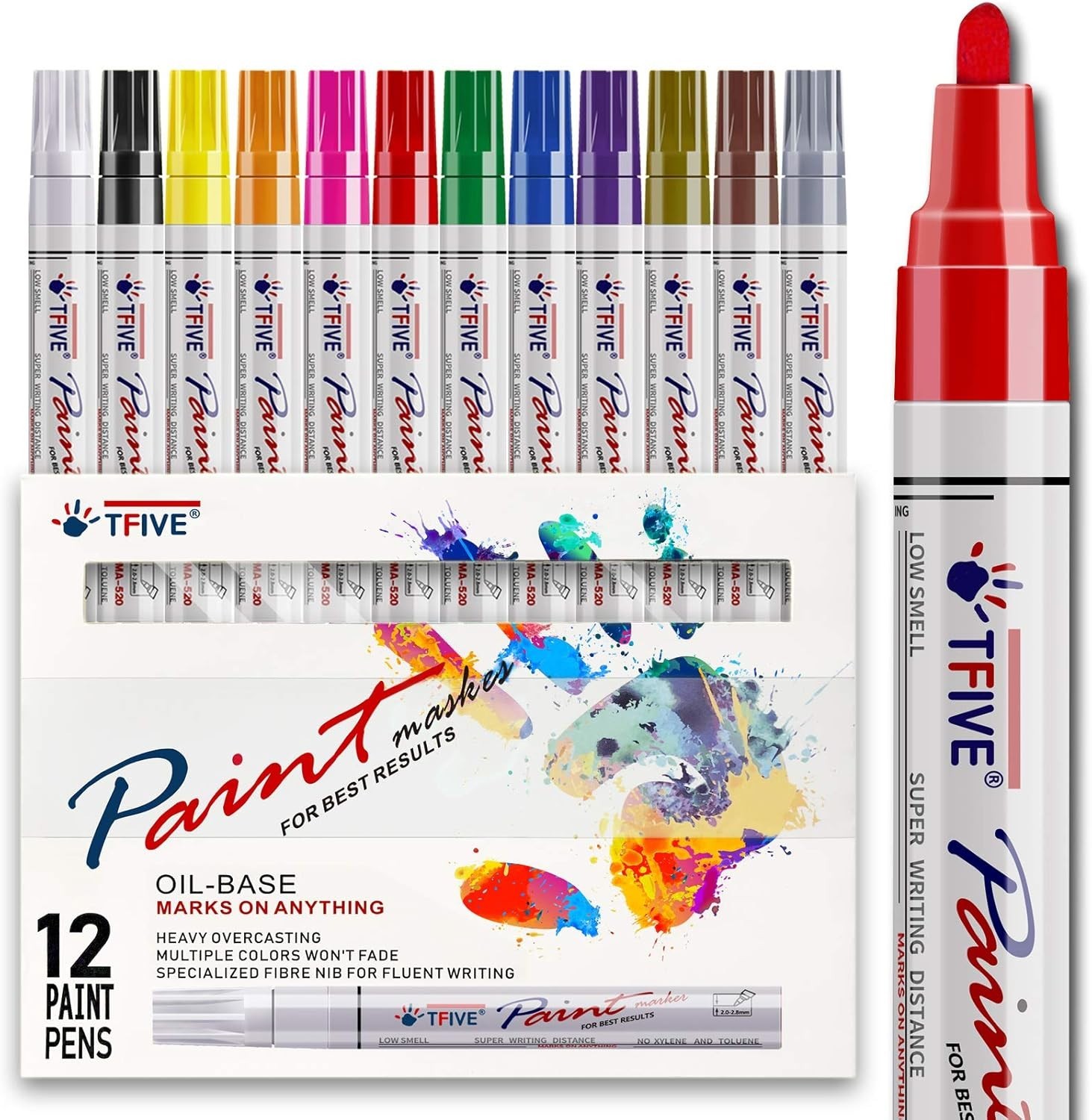 12 Paint Marker Colors Oil-Based Pens Never Fade Quick Dry P