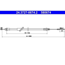 Seilzug Feststellbremse ATE 24.3727-0674.2 für Ford Maverick