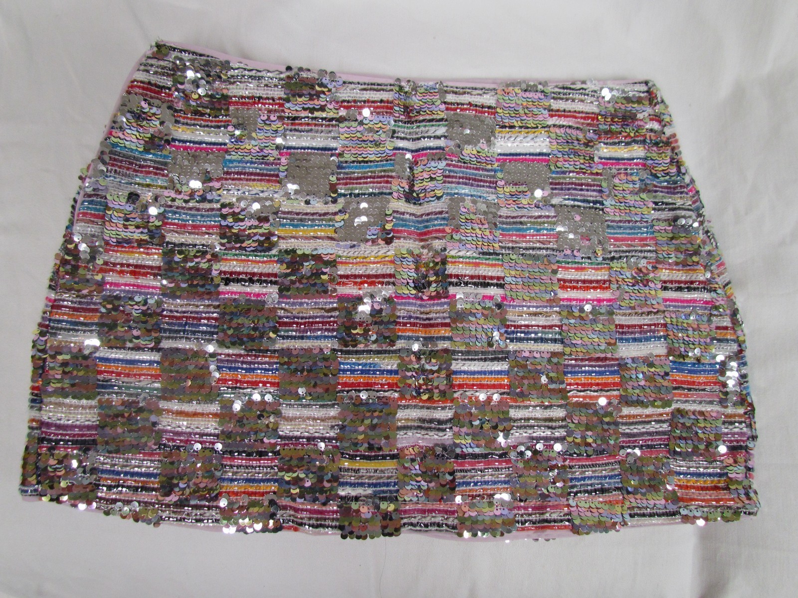 NWT Cider Skirt Womens Medium Multicolor Sequin Tweed Mini Lined Party Cocktail