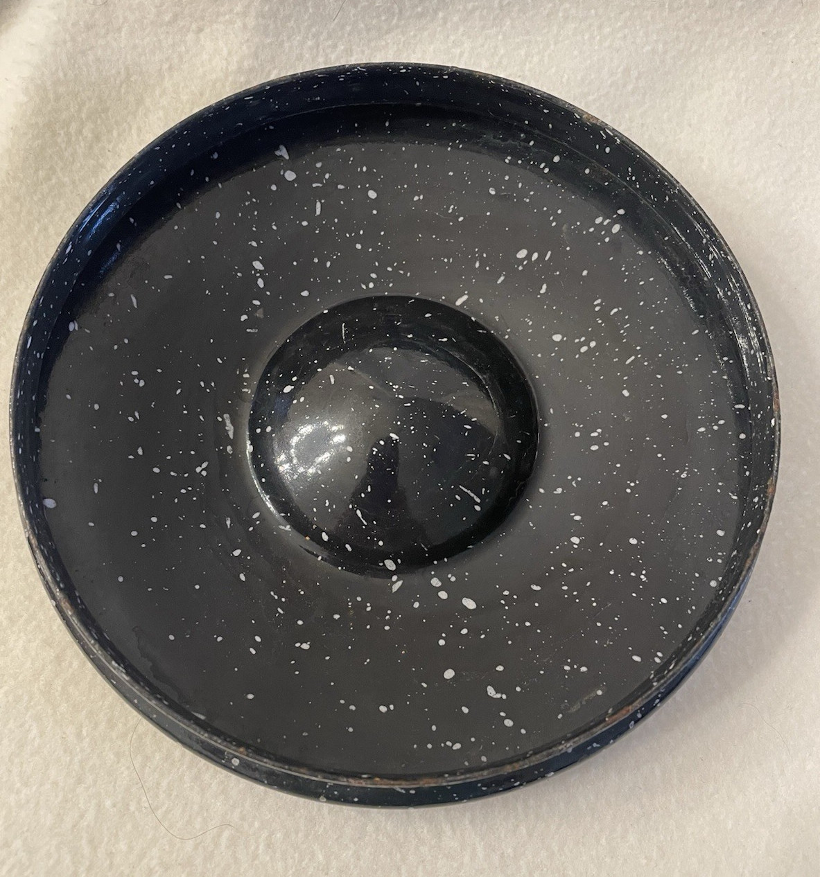 Vintage WW II Era USN Vollrath Co.  Graniteware Black and White Coffee Pot