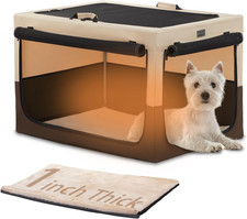 Portable Dog Crate for Small Dogs,   24" Soft Dog Travel Crates with Lockable Zi