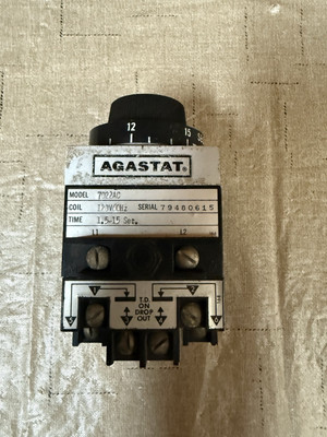 Agastat, 7022AC Time Delay Relay, 1.5-15 Sec, 110/120Vac, 10 Amp, 120v Coil.