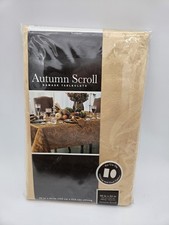 Autumn Scroll Damask Tablecloth Gold 60in x 84in Oblong Thanksgiving NIP