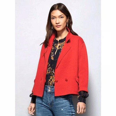 Cabi Coronation Minimalist Burnt Orange Red Cotton Cardigan M NWT